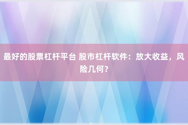 最好的股票杠杆平台 股市杠杆软件：放大收益，风险几何？