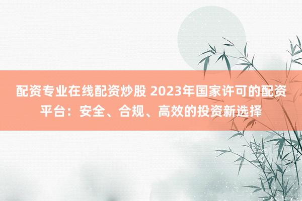 配资专业在线配资炒股 2023年国家许可的配资平台：安全、合规、高效的投资新选择