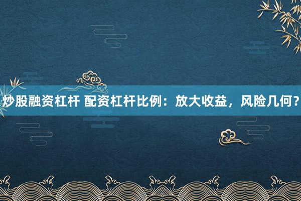 炒股融资杠杆 配资杠杆比例：放大收益，风险几何？