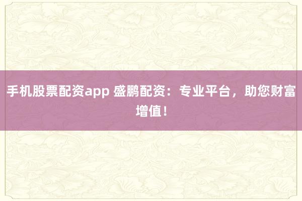 手机股票配资app 盛鹏配资：专业平台，助您财富增值！