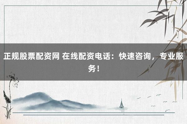 正规股票配资网 在线配资电话：快速咨询，专业服务！