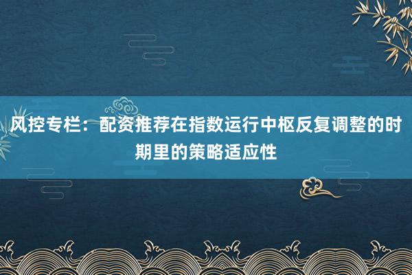 风控专栏：配资推荐在指数运行中枢反复调整的时期里的策略适应性