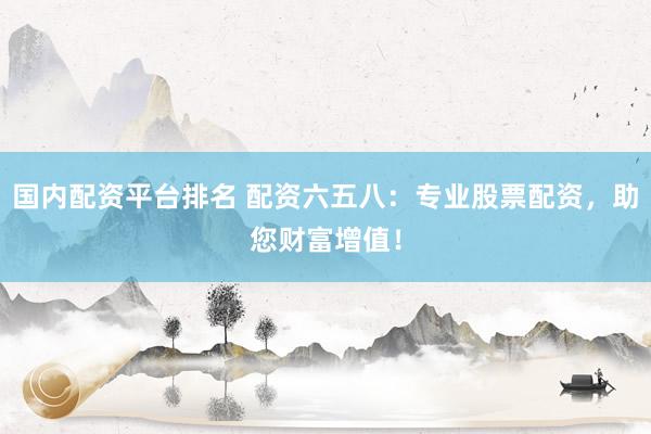 国内配资平台排名 配资六五八:专业股票配资,助您财富增值!
