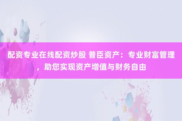 配资专业在线配资炒股 普臣资产:专业财富管理,助您实现资产增值与财务自由