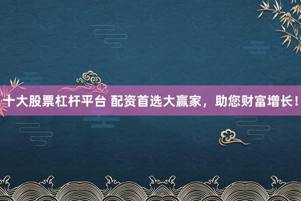 十大股票杠杆平台 配资首选大赢家，助您财富增长！