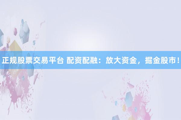正规股票交易平台 配资配融：放大资金，掘金股市！