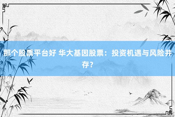 那个股票平台好 华大基因股票：投资机遇与风险并存？